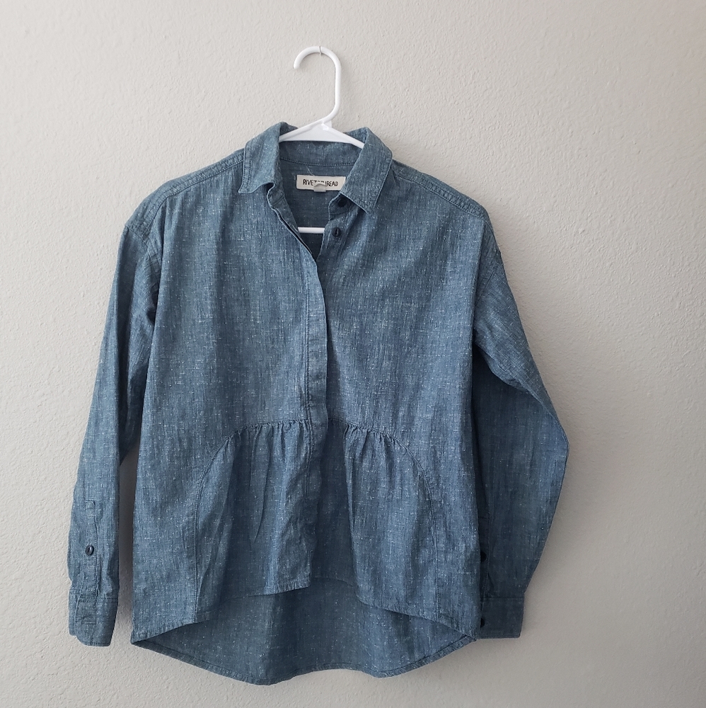 Madewell Rivet & Thread Chambray Peplum Tops